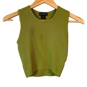 House of Harlow 1960 Ribbed Crop Top Tank Green Luxe Essentials| Women’s S